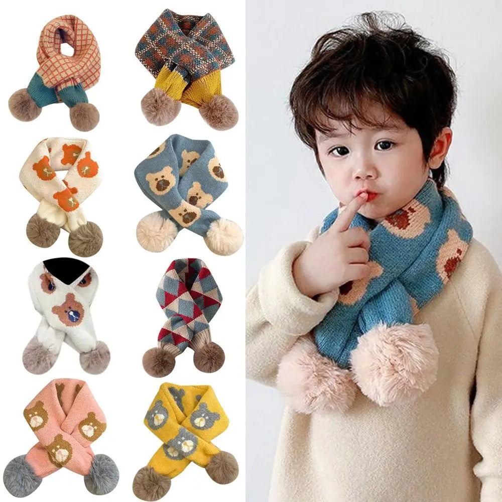 Écharpe enfant polaire animaux mignons pompons