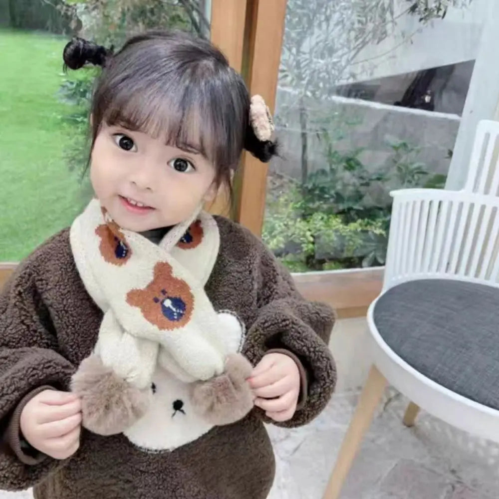 Écharpe enfant polaire animaux mignons pompons
