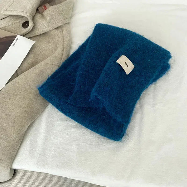 Echarpe mohair longue tricotée douce
