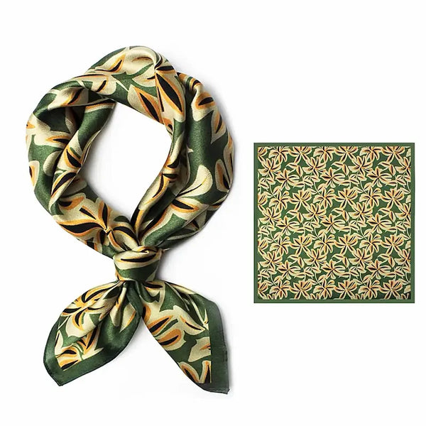 Foulard carré soie Jungle émeraude
