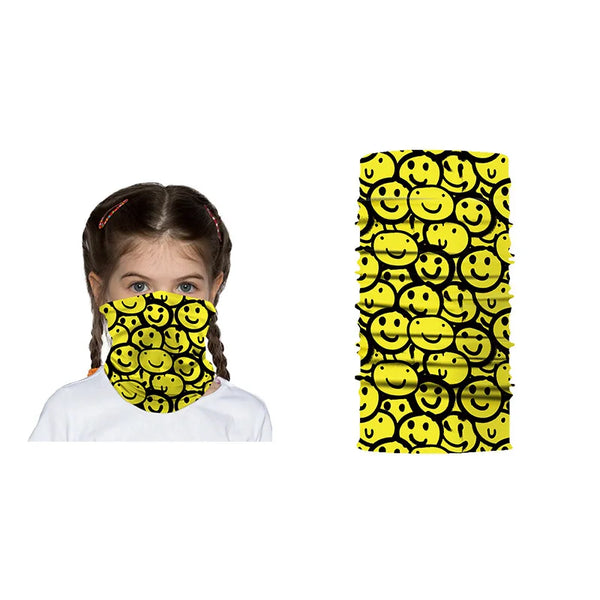 Tour de cou (snood) pour enfant avec motifs graphiques jaunes.